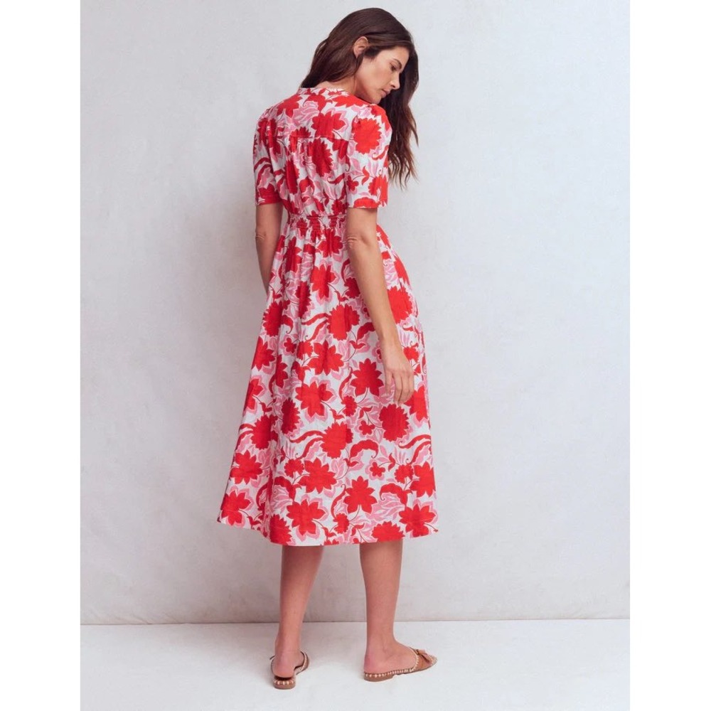Boden Ivy Button Linen Midi Dress
Red Shadow Blossom Size 6R New With Tags - Picture 4 of 7